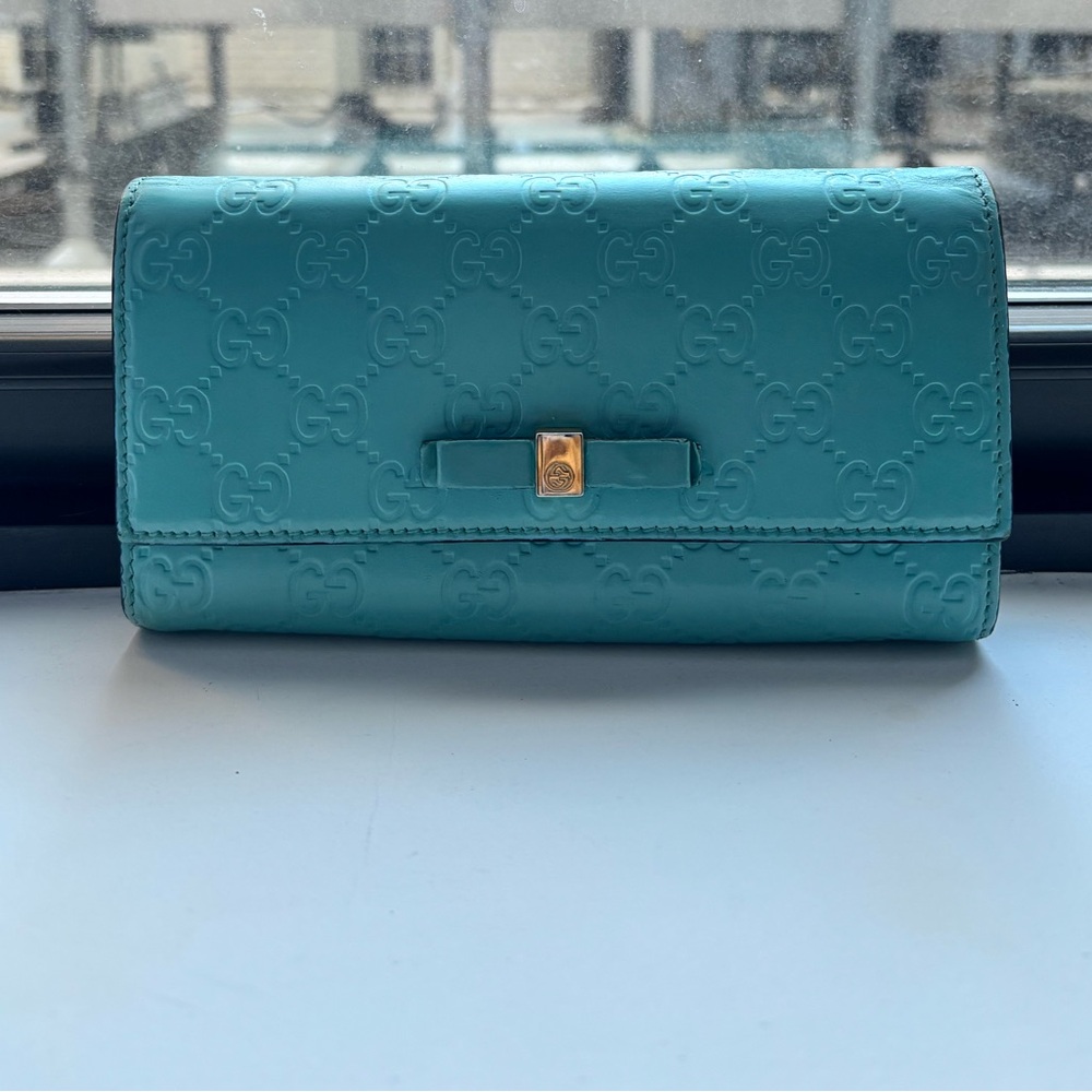 AUTHENTIC GUCCI Guccissima GG Embossed Continental Leather Wallet - Picture 2 of 11